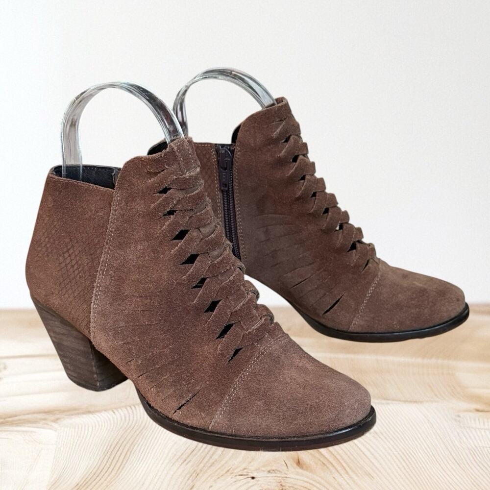 Free People Womens Suede Loveland Heeled Ankle Boot‎ Size 36 Cognac Western